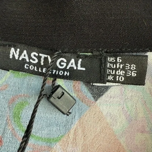 Patchwork Shirt Dress Nasty Gal Y2K Colorful Festival Party‎ Mini Womens 6 NWT - Picture 8 of 8